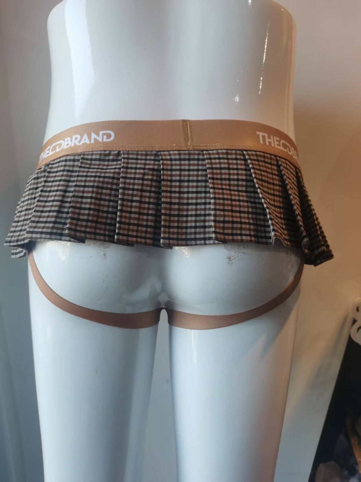 Brown Jockstrap Mini Skirt
