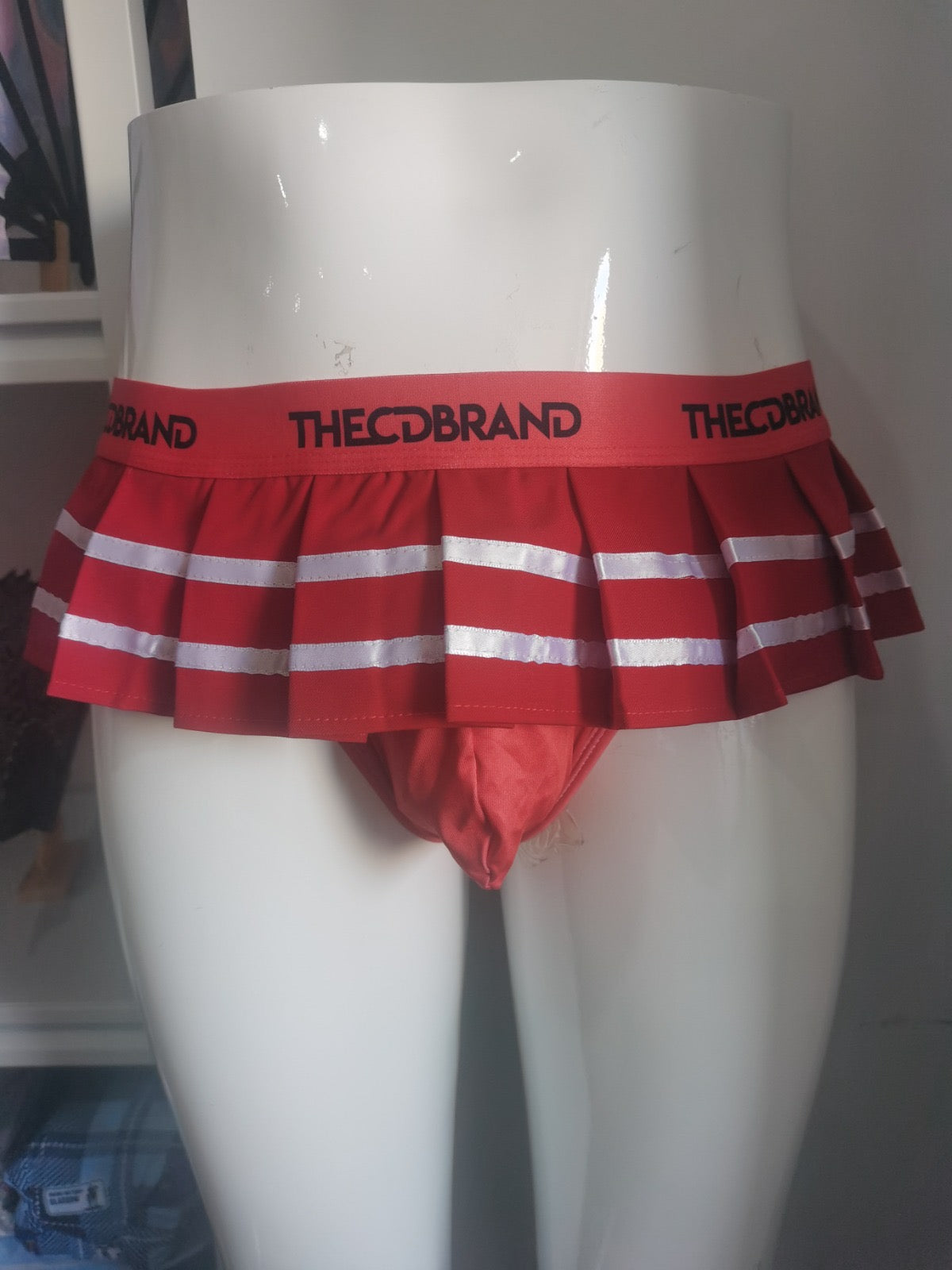 Red Cheerleader Jockstrap Mini Skirt