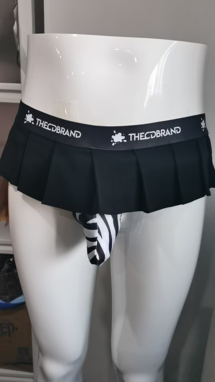 Black Zebra Thong Mini Skirt