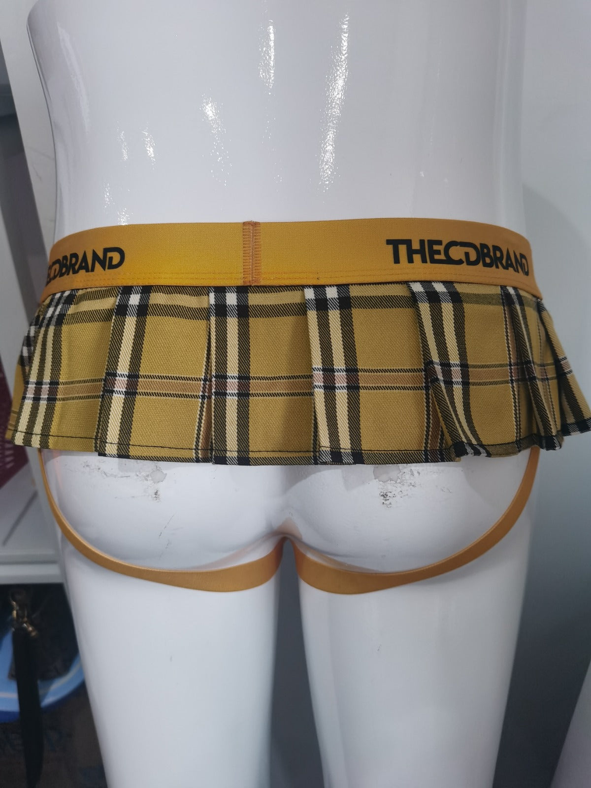 Yellow Jockstrap Mini Skirt