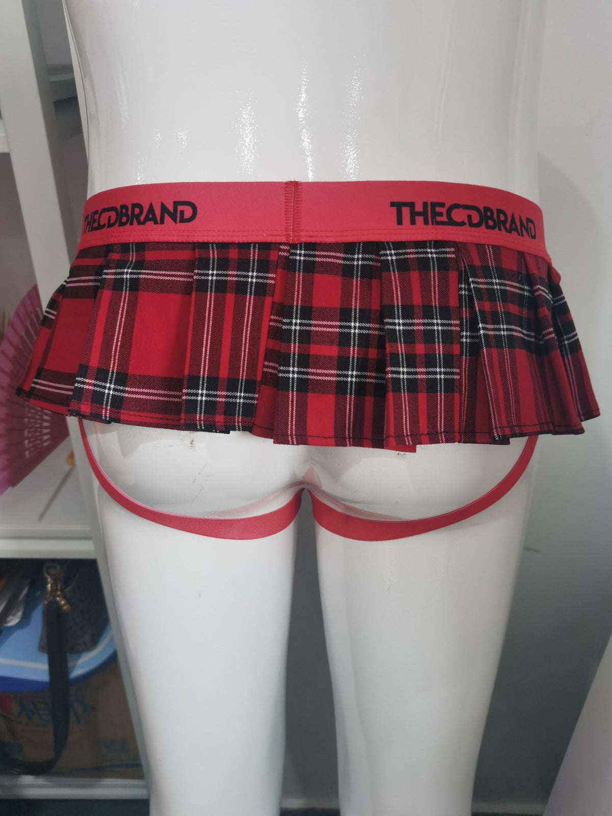 Red Jockstrap Mini Skirt