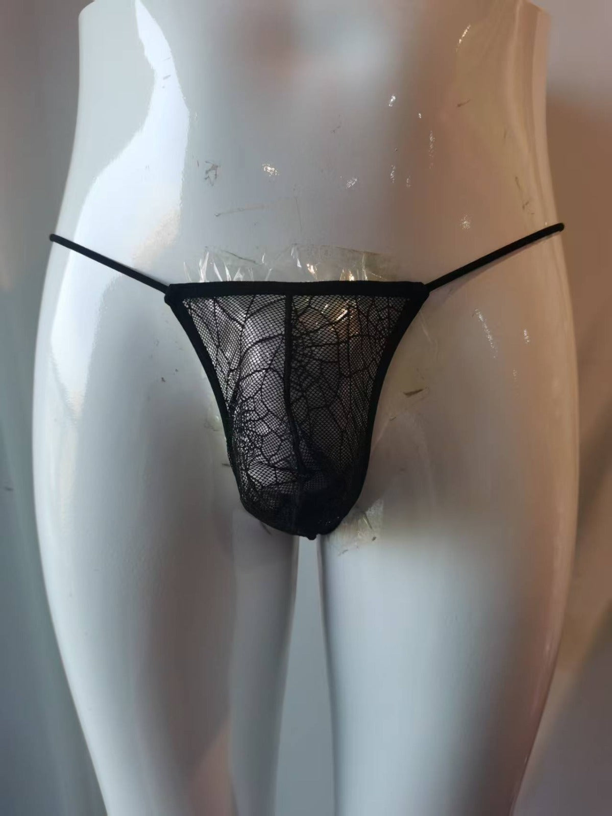 Black Lace Thong With Lace Back