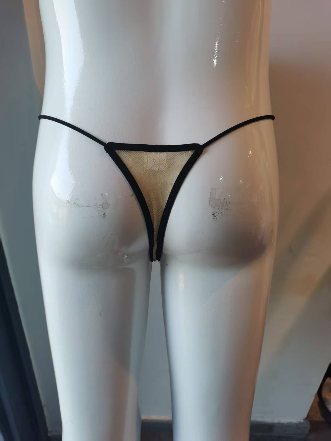 Yellow Lace Thong With Lace Back