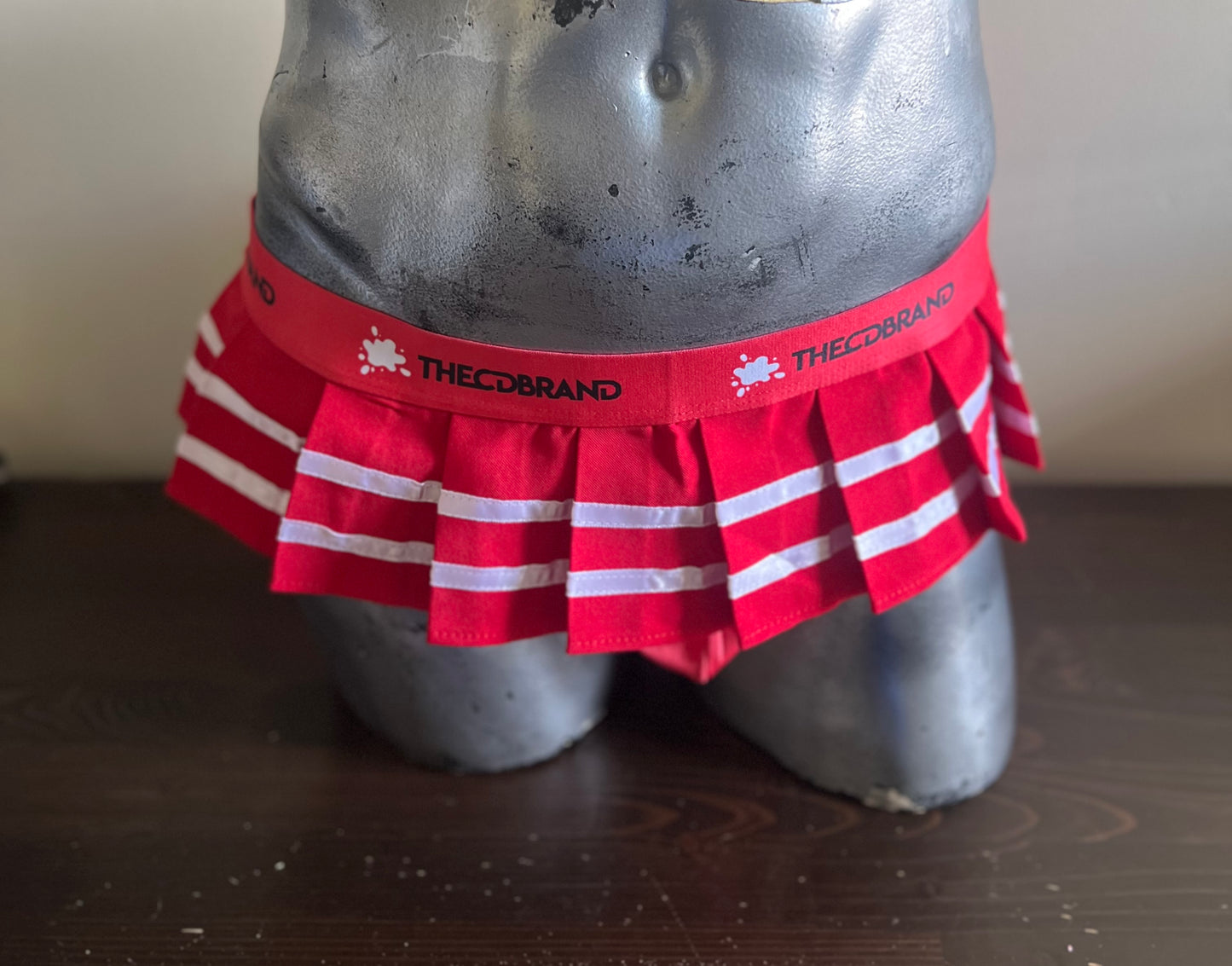 Red Cheerleader Jockstrap Mini Skirt