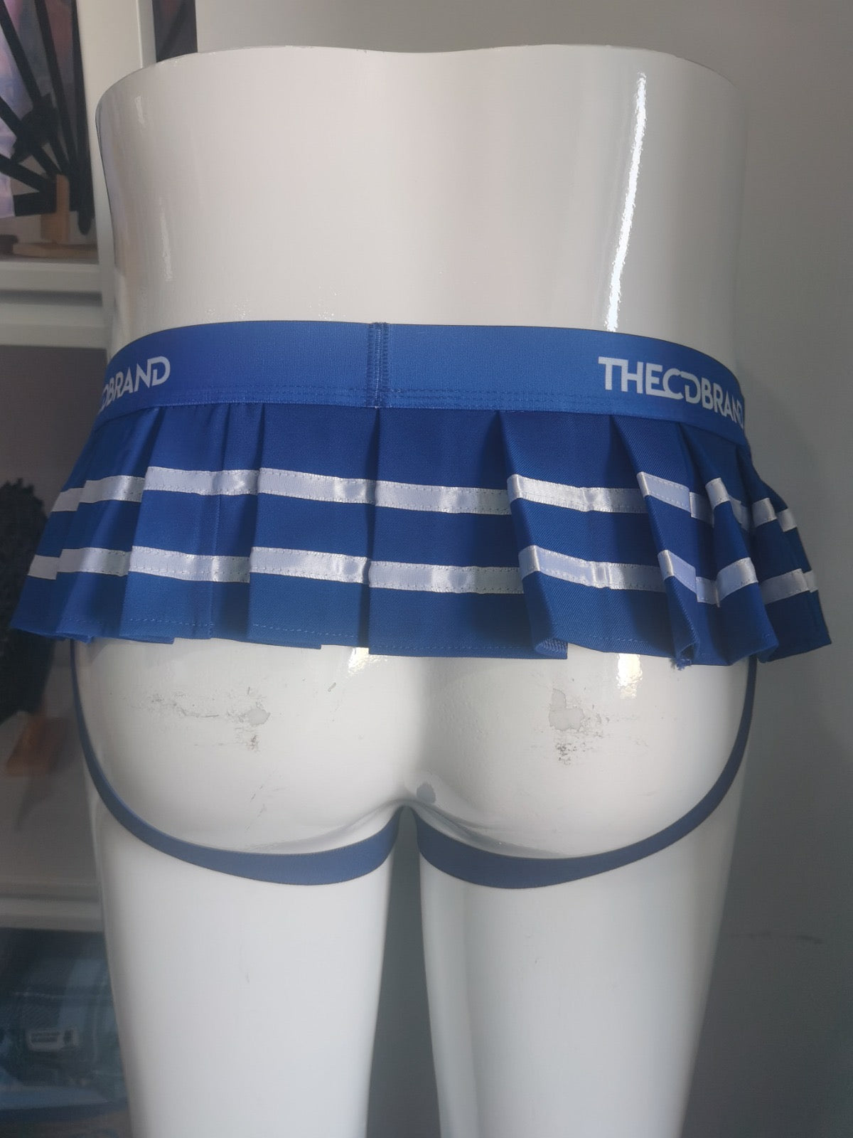Blue Cheerleader Jockstrap Mini Skirt