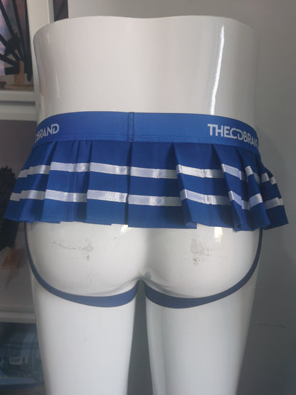 Blue Cheerleader Jockstrap Mini Skirt