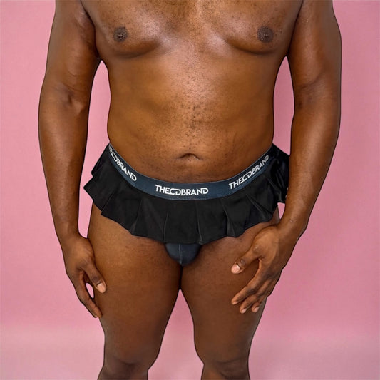 Solid Black Jockstrap Mini Skirt