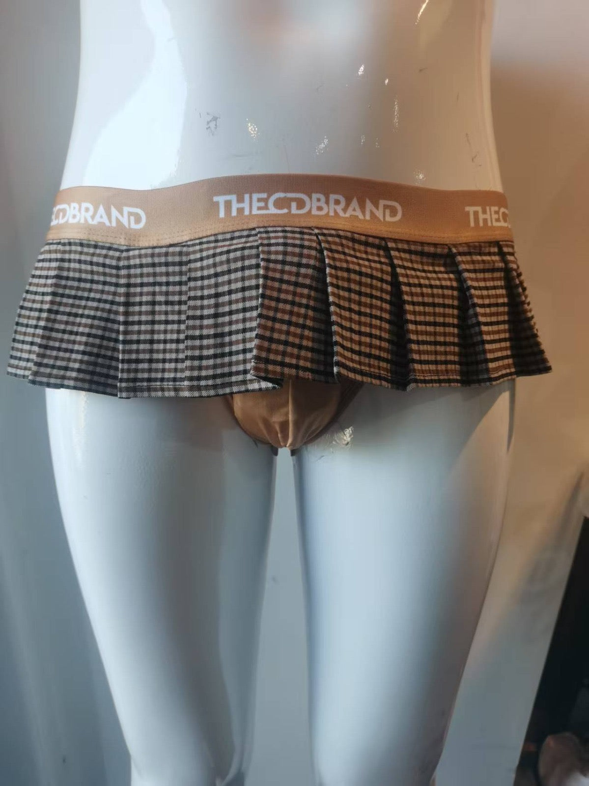 Brown Jockstrap Mini Skirt