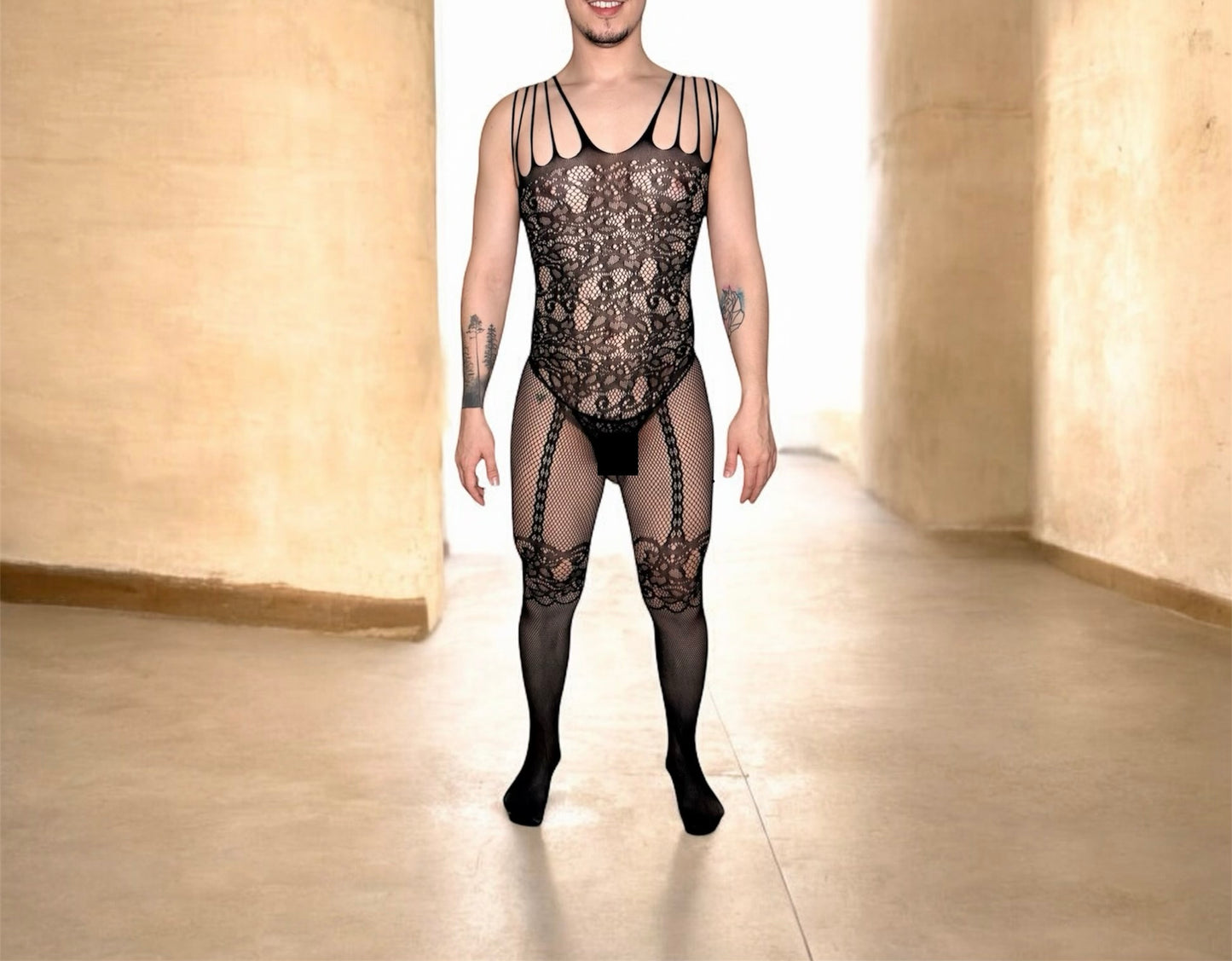 Lace Body Suit With Open Back