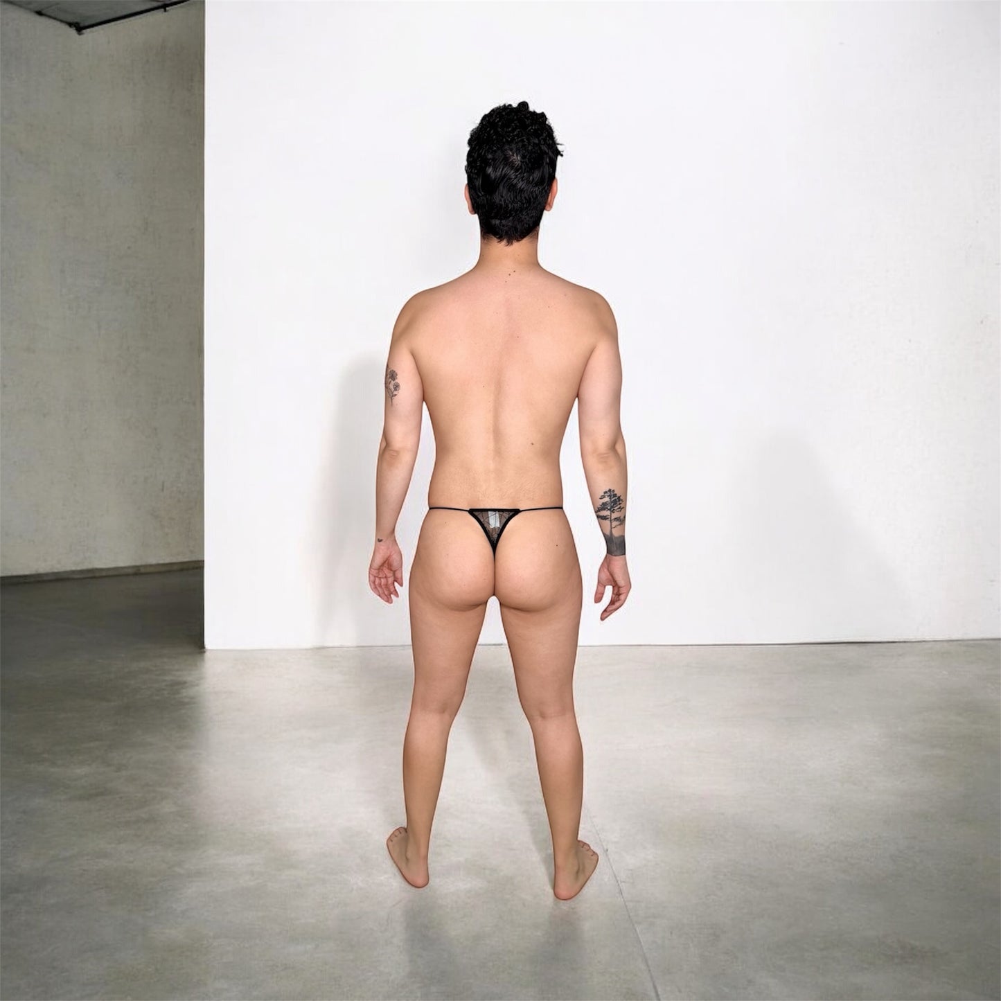 Black Lace Thong With Lace Back