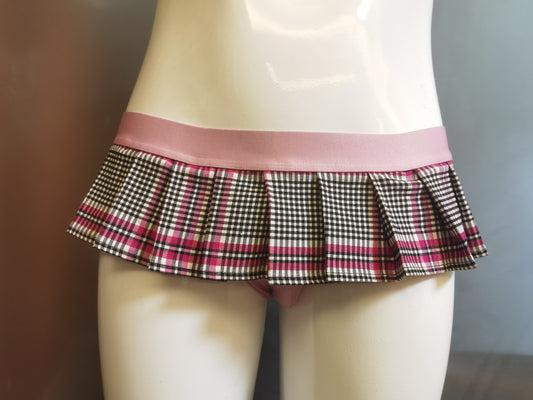 Checkered Pink Jockstrap Skirt Without Logo
