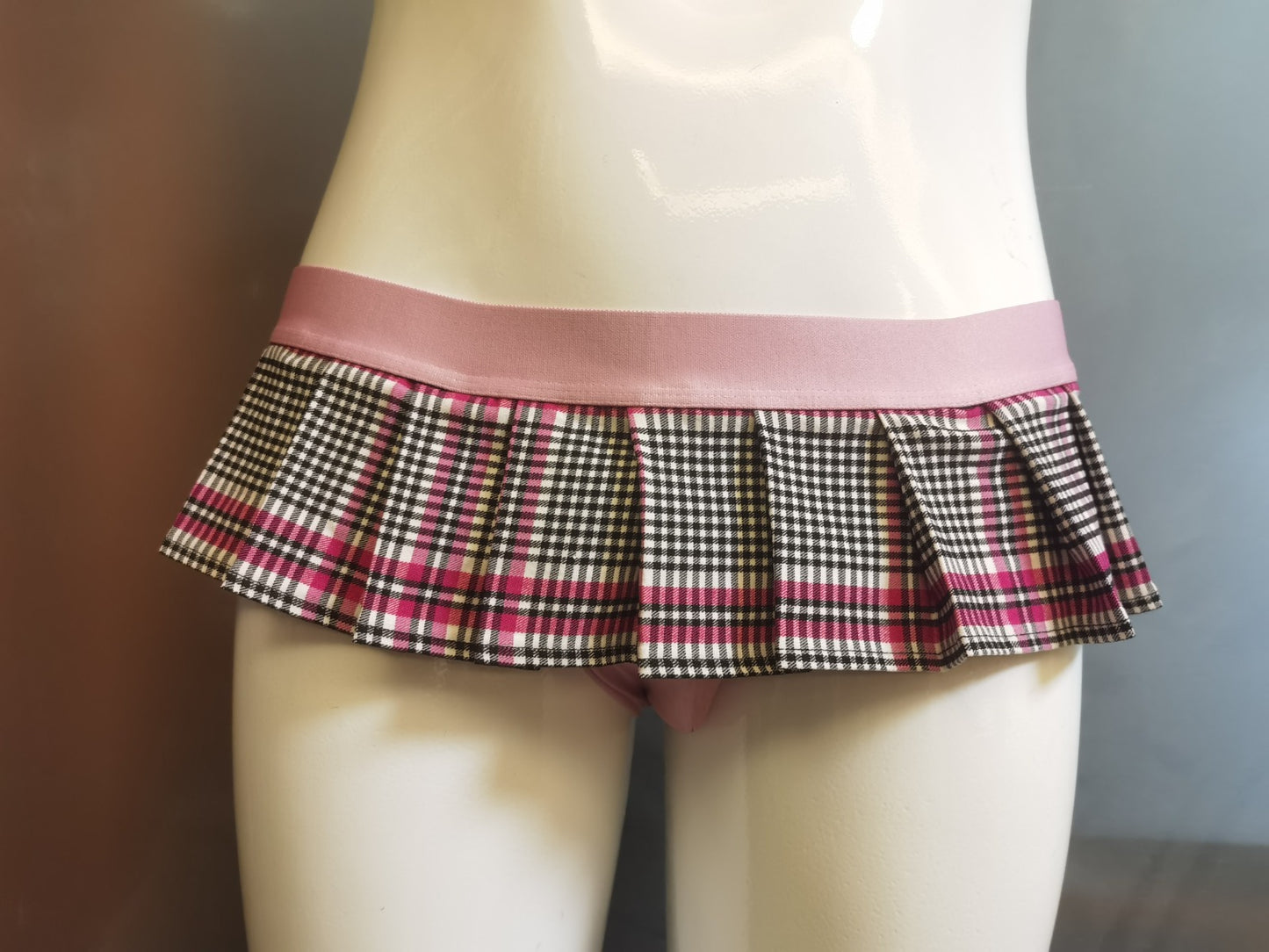 Checkered Pink Jockstrap Skirt Without Logo