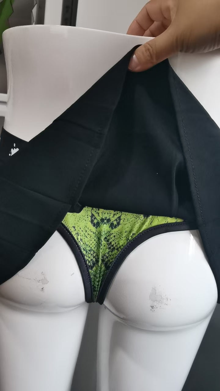 Black Snake Thong Mini Skirt