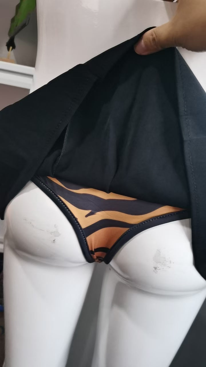 Black Tiger Thong Full Skirt