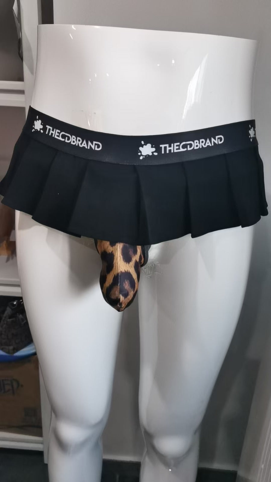 Black Cheetah Thong Mini Skirt