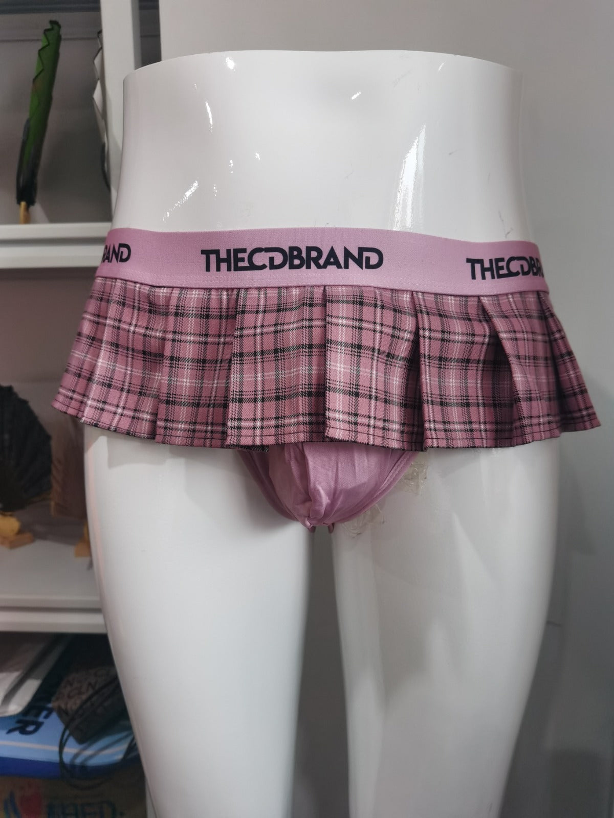 Pink Plaid Jockstrap Miniskirt