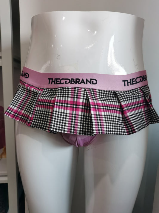 Checkered Pink Jockstrap Mini Skirt