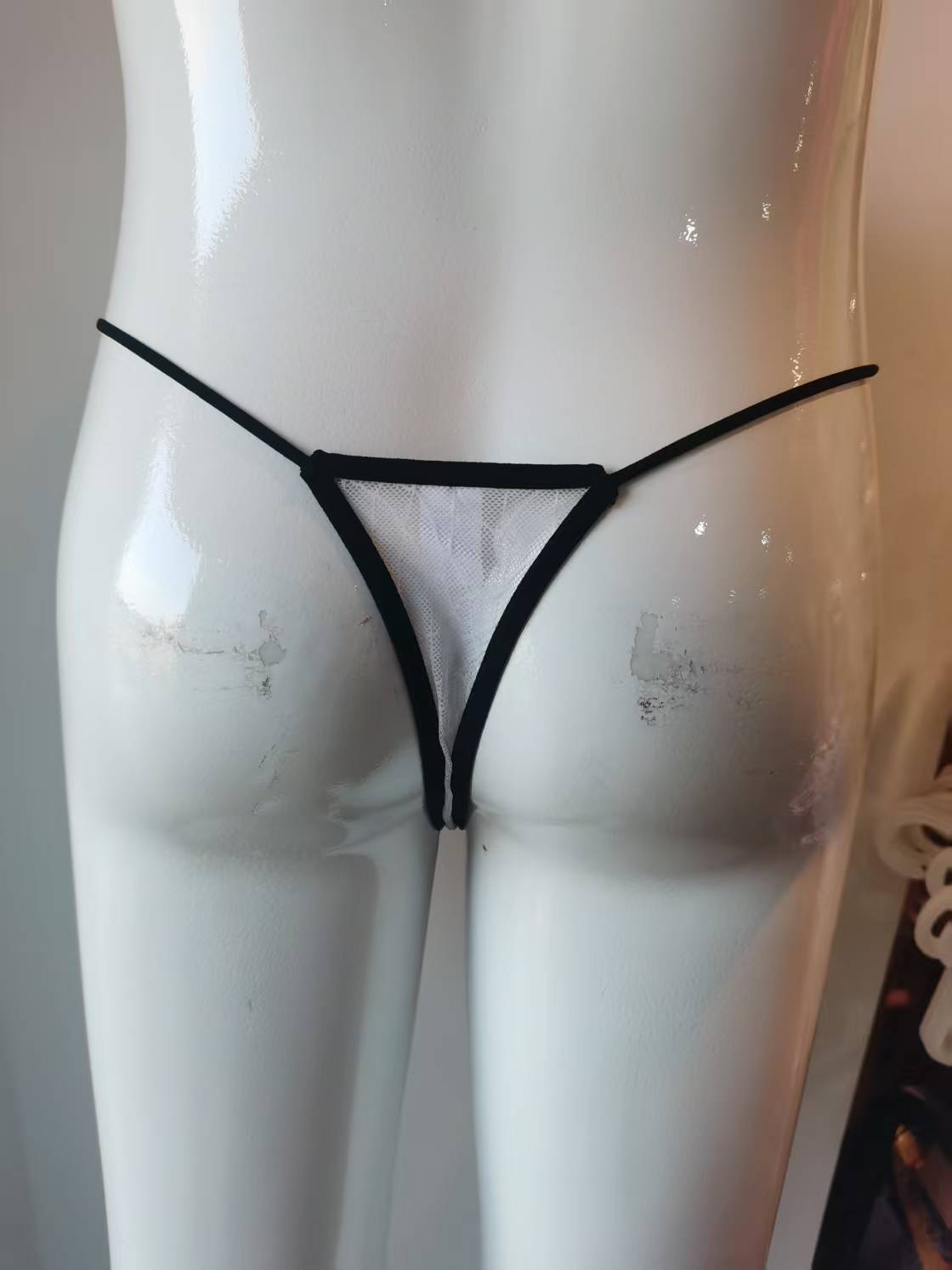 White Lace Thong With Lace Back
